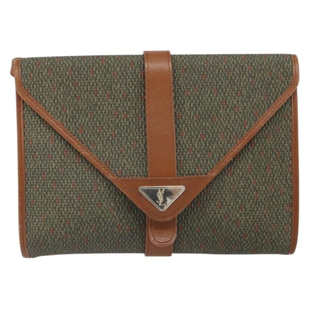 Saint Laurent Vintage Canvas Green Pvc Shoulder Bag Bag